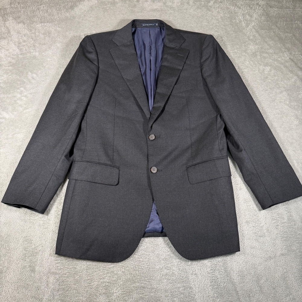 Suitsupply Blazer Mens 40R Gray Lazio Slim Fit Pure Wool Super‎ 110s Suit Jacket
